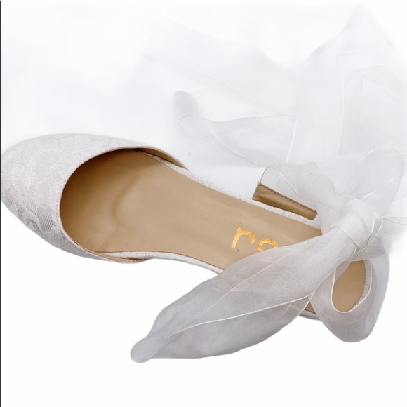 •SOLD• FSJ white lace up ballet flats - Picture 2 of 5